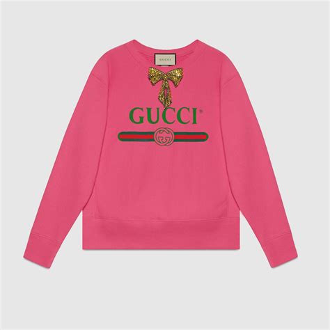 gucci logo sweatshirt with bow|gucci oversized logo hoodie.